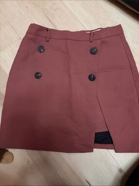 Chicwish Double-Button Mini Skirt in Rust